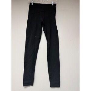 HUE Mens Black High Waisted Stretch Leggings Size Medium Solid Activewear